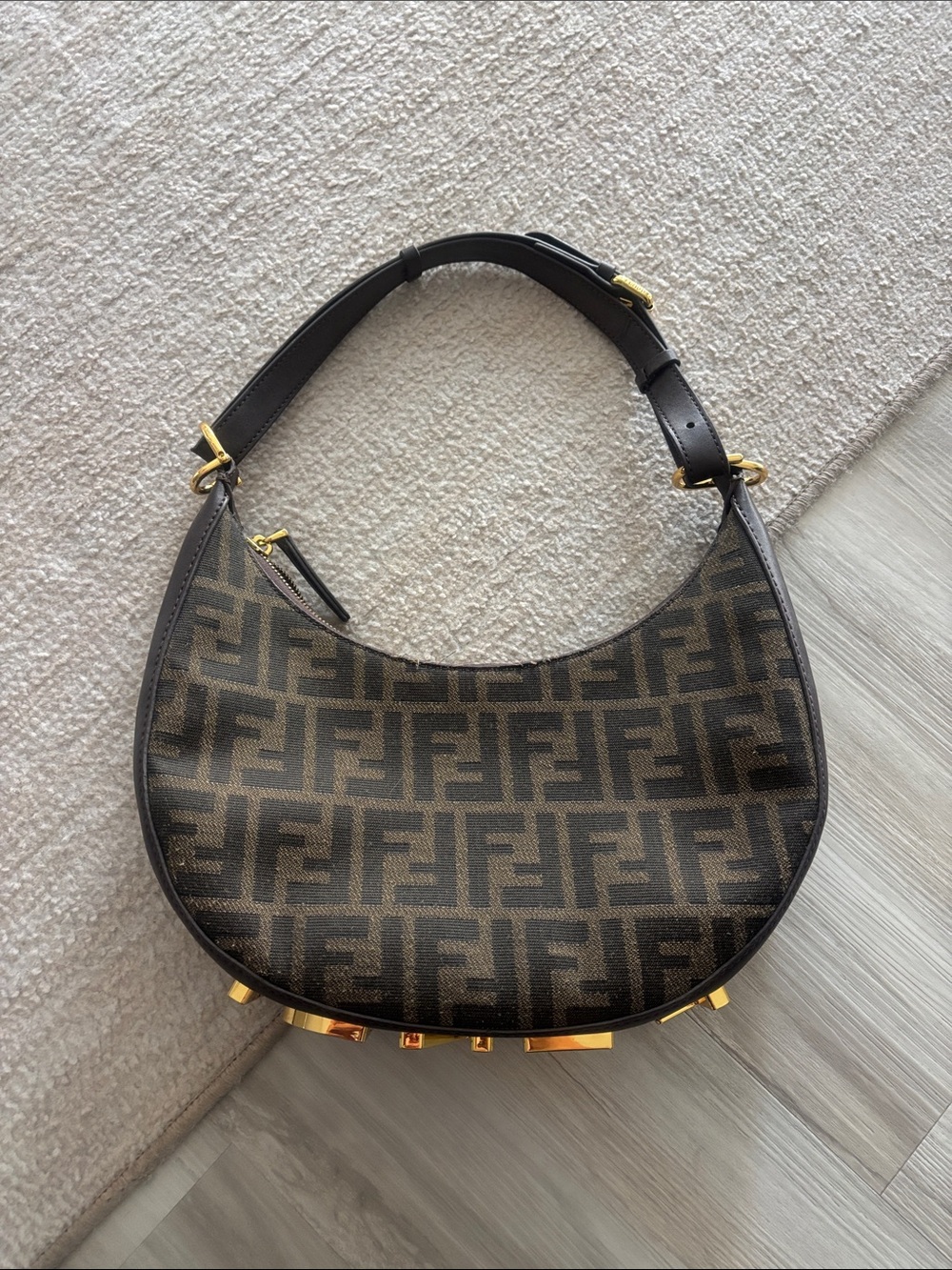 Fendi designer inspired Brown Monogram Hobo Bag